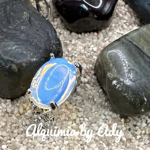 Blue Moonstone silver Victorian ring/Libra/cancer/Scorpio - Picture 1 of 5